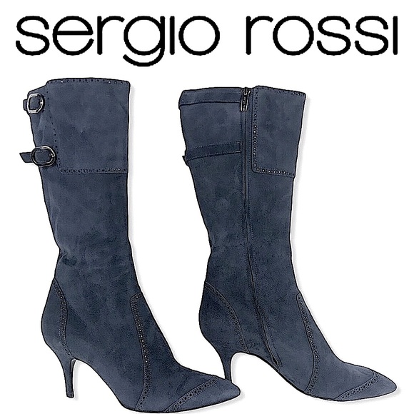 Sergio Rossi Shoes - Sergio Rossi Italian Gray Suede Zip Up Boots 40 10